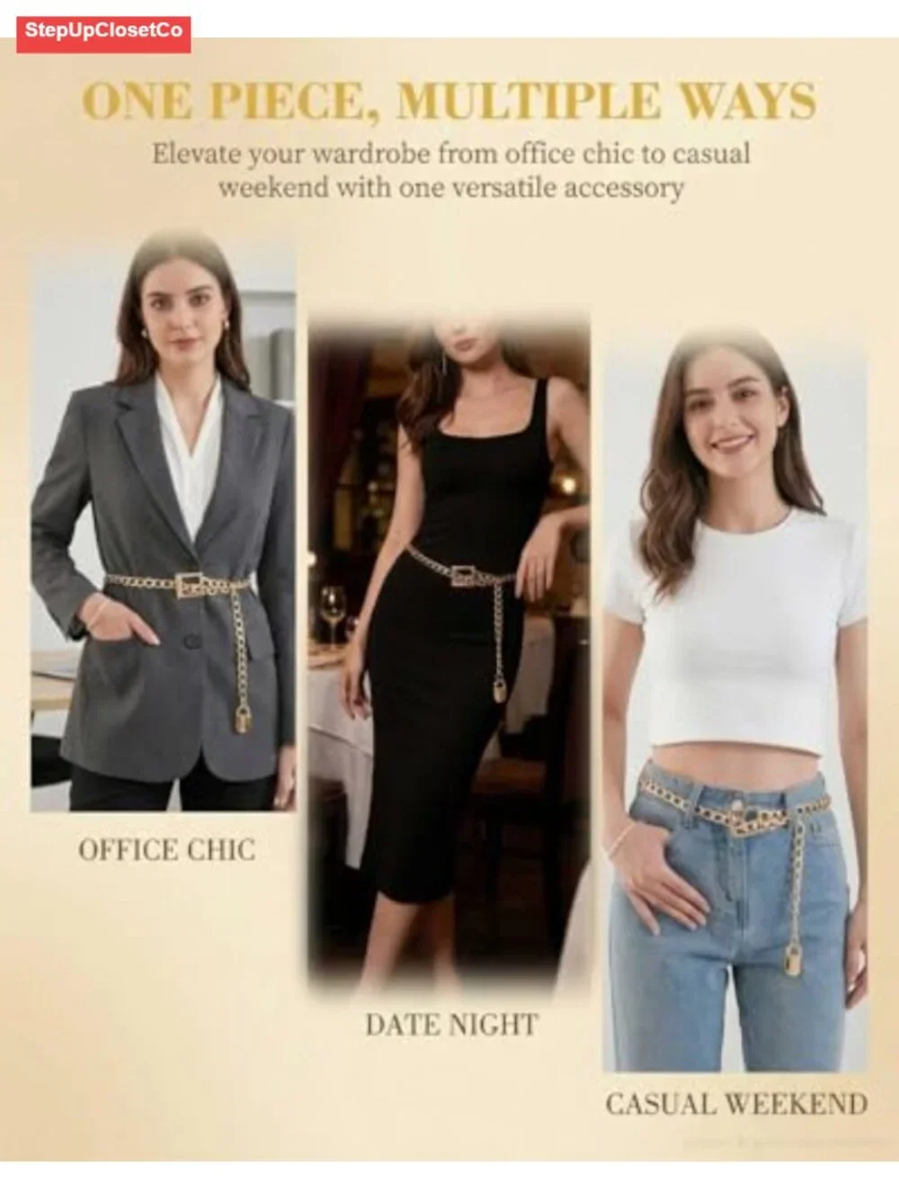 Metal Concho Chain Belt for Women Western Cowgirl Adjustable